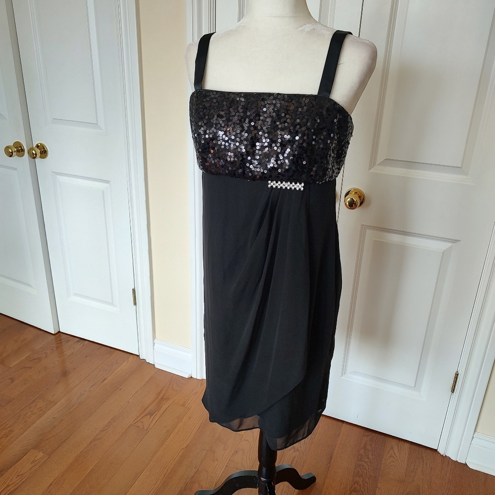 Laura petite sequin black cocktail dress